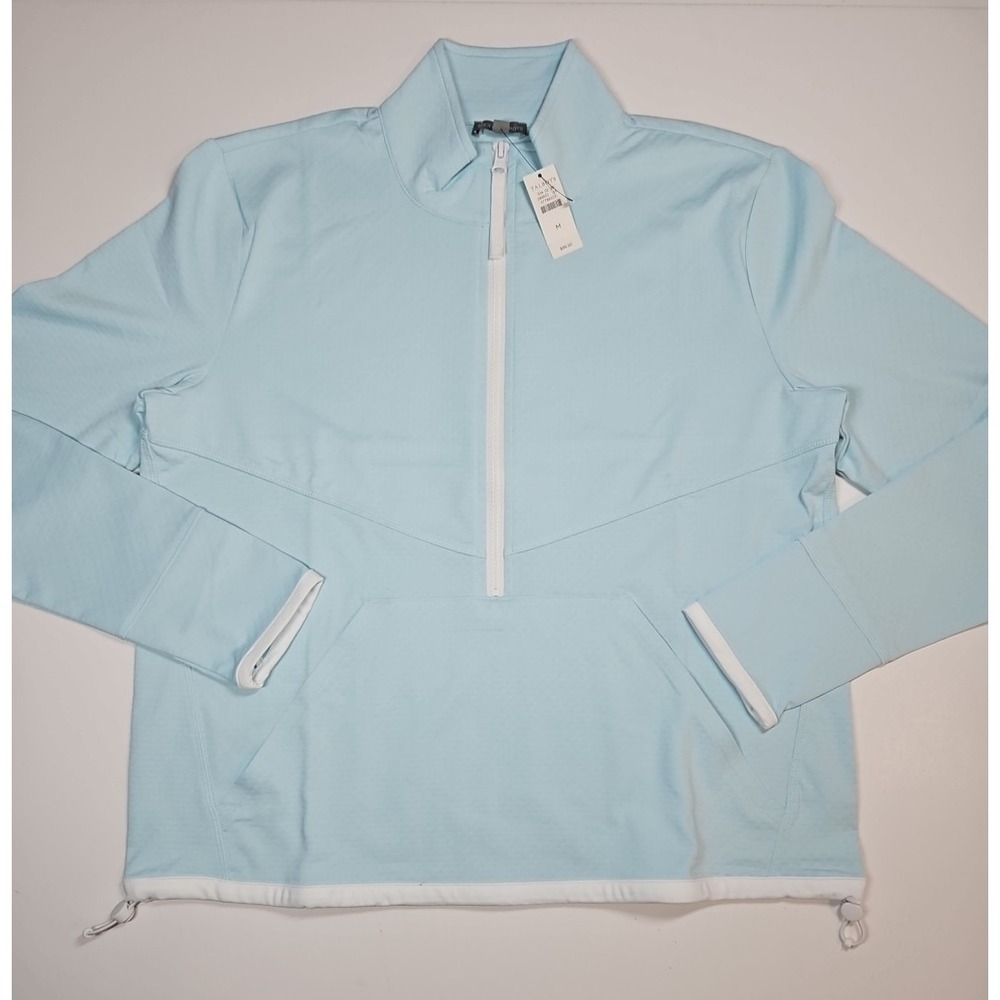 Talbots Womens Light Blue 1/2 Zip Athletic Pullover Top Thumbholes Medium NWT - Picture 3 of 10